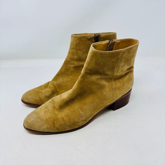 J.Crew Factory Tan Suede Ankle Boots Women’s Size 7.5 Low Heel Zip Booties - Picture 11 of 11
